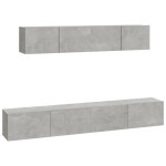 vidaXL Set dulap TV, 4 piese, gri beton, lemn prelucrat vidaXL Set dulap TV, 4 piese, gri beton, lemn prelucrat