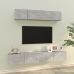 vidaXL Set dulap TV, 4 piese, gri beton, lemn prelucrat vidaXL Set dulap TV, 4 piese, gri beton, lemn prelucrat