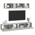 vidaXL Set dulap TV, 4 piese, gri beton, lemn prelucrat vidaXL Set dulap TV, 4 piese, gri beton, lemn prelucrat