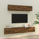 vidaXL Set dulapuri TV, 4 piese, stejar fumuriu, lemn prelucrat