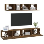 vidaXL Set dulapuri TV, 4 piese, stejar fumuriu, lemn prelucrat