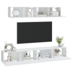 vidaXL Set dulap TV, 4 piese, alb, lemn prelucrat vidaXL Set dulap TV, 4 piese, alb, lemn prelucrat