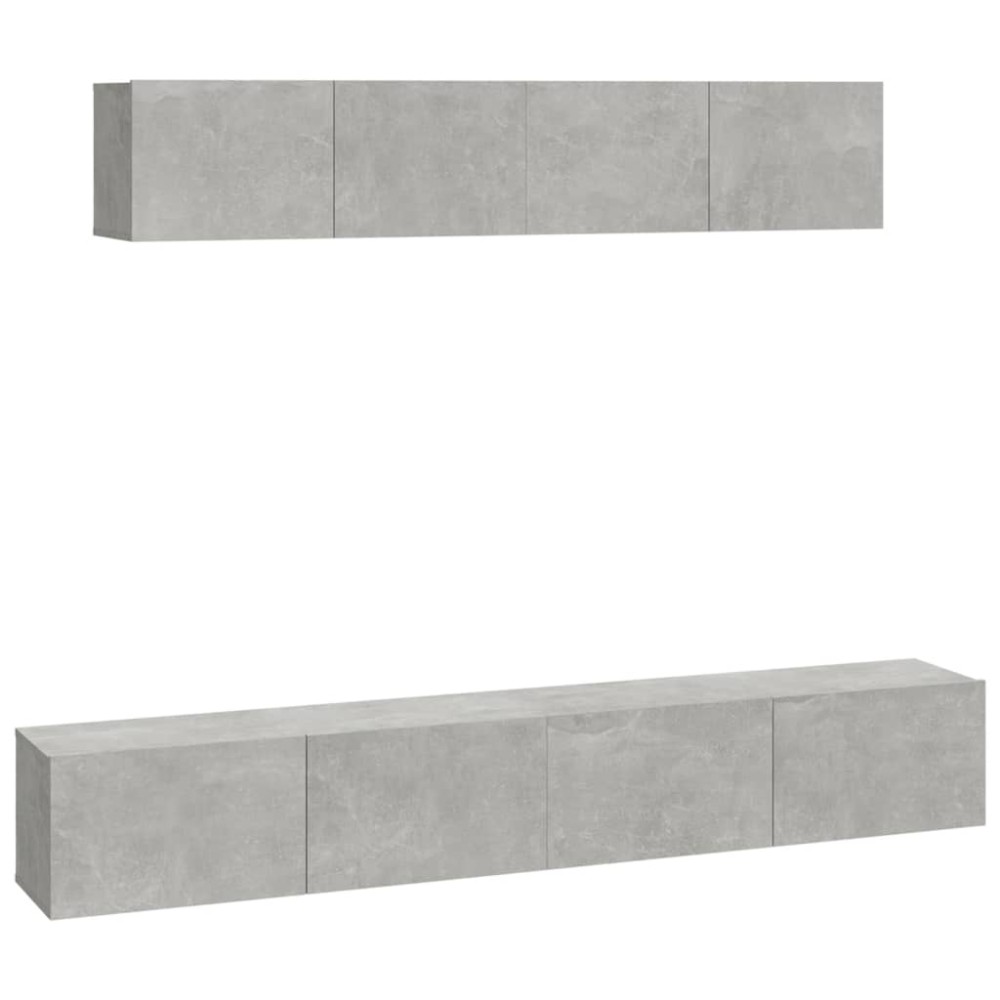 vidaXL Set dulap TV, 4 piese, gri beton, lemn prelucrat