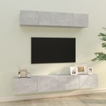 vidaXL Set dulap TV, 4 piese, gri beton, lemn prelucrat vidaXL Set dulap TV, 4 piese, gri beton, lemn prelucrat
