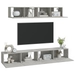 vidaXL Set dulap TV, 4 piese, gri beton, lemn prelucrat vidaXL Set dulap TV, 4 piese, gri beton, lemn prelucrat