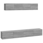 vidaXL Set dulapuri TV, 4 piese, gri sonoma, lemn prelucrat vidaXL Set dulapuri TV, 4 piese, gri sonoma, lemn prelucrat