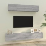vidaXL Set dulapuri TV, 4 piese, gri sonoma, lemn prelucrat vidaXL Set dulapuri TV, 4 piese, gri sonoma, lemn prelucrat
