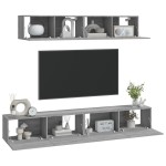 vidaXL Set dulapuri TV, 4 piese, gri sonoma, lemn prelucrat vidaXL Set dulapuri TV, 4 piese, gri sonoma, lemn prelucrat