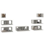 vidaXL Set dulapuri TV, 7 piese, gri beton, lemn prelucrat