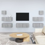 vidaXL Set comode TV, 7 piese, gri sonoma, lemn compozit vidaXL Set comode TV, 7 piese, gri sonoma, lemn compozit