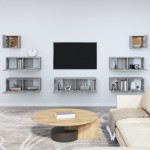 vidaXL Set comode TV, 7 piese, gri sonoma, lemn compozit vidaXL Set comode TV, 7 piese, gri sonoma, lemn compozit
