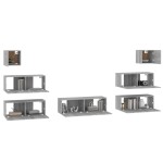 vidaXL Set comode TV, 7 piese, gri sonoma, lemn compozit vidaXL Set comode TV, 7 piese, gri sonoma, lemn compozit