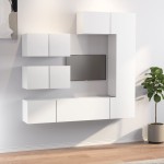 vidaXL Set dulap TV, 6 piese, alb, lemn prelucrat vidaXL Set dulap TV, 6 piese, alb, lemn prelucrat