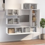 vidaXL Set dulap TV, 6 piese, alb, lemn prelucrat vidaXL Set dulap TV, 6 piese, alb, lemn prelucrat