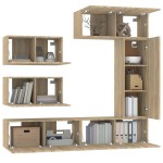 vidaXL Set dulap TV, 6 piese, stejar sonoma, lemn prelucrat vidaXL Set dulap TV, 6 piese, stejar sonoma, lemn prelucrat