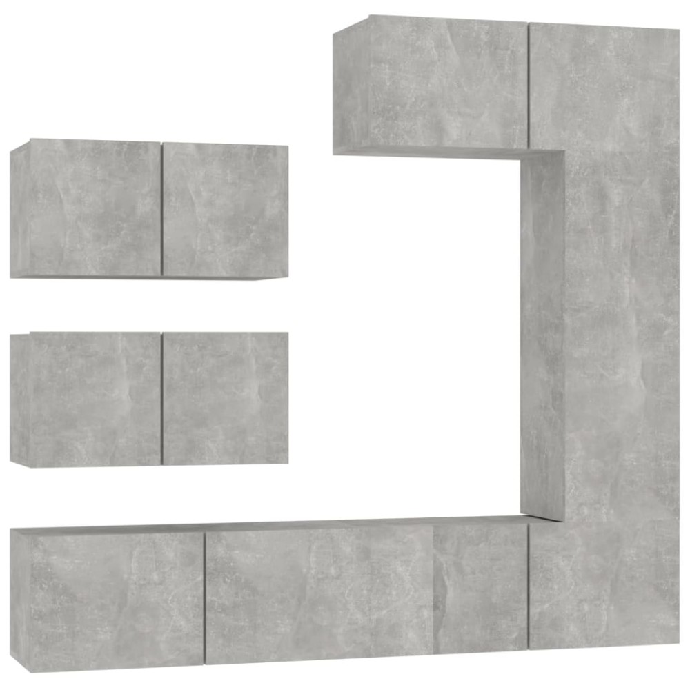 vidaXL Set dulap TV, 6 piese, gri beton, lemn prelucrat