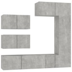 vidaXL Set dulap TV, 6 piese, gri beton, lemn prelucrat vidaXL Set dulap TV, 6 piese, gri beton, lemn prelucrat