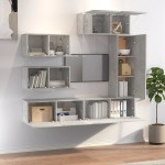 vidaXL Set dulap TV, 6 piese, gri beton, lemn prelucrat vidaXL Set dulap TV, 6 piese, gri beton, lemn prelucrat