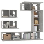 vidaXL Set dulap TV, 6 piese, gri beton, lemn prelucrat vidaXL Set dulap TV, 6 piese, gri beton, lemn prelucrat