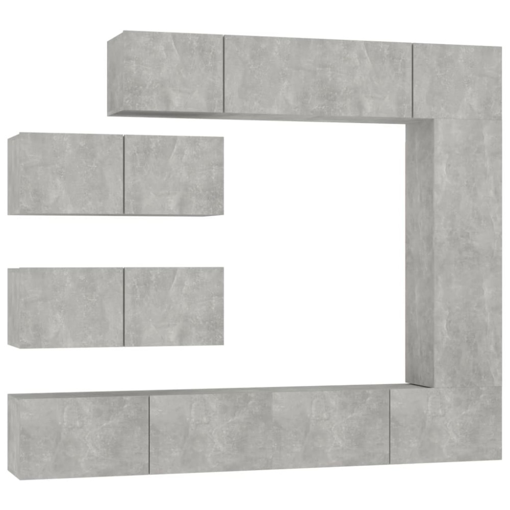 vidaXL Set dulapuri TV, 7 piese, gri beton, lemn prelucrat