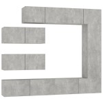 vidaXL Set dulapuri TV, 7 piese, gri beton, lemn prelucrat