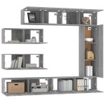 vidaXL Set comode TV, 7 piese, gri sonoma, lemn compozit vidaXL Set comode TV, 7 piese, gri sonoma, lemn compozit