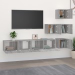vidaXL Dulap TV montat pe perete, gri sonoma, lemn prelucrat