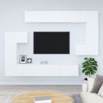 vidaXL Dulap TV montat pe perete, alb, lemn prelucrat