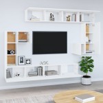 vidaXL Dulap TV montat pe perete, alb, lemn prelucrat