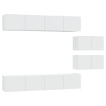 vidaXL Set dulap TV, 6 piese, alb, lemn prelucrat vidaXL Set dulap TV, 6 piese, alb, lemn prelucrat