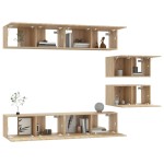 vidaXL Set dulap TV, 6 piese, stejar sonoma, lemn prelucrat