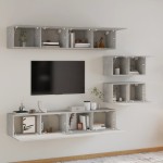 vidaXL Set dulap TV, 6 piese, gri beton, lemn prelucrat vidaXL Set dulap TV, 6 piese, gri beton, lemn prelucrat