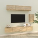 vidaXL Set dulap TV, 6 piese, stejar sonoma, lemn prelucrat vidaXL Set dulap TV, 6 piese, stejar sonoma, lemn prelucrat