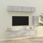 vidaXL Set dulap TV, 6 piese, gri beton, lemn prelucrat vidaXL Set dulap TV, 6 piese, gri beton, lemn prelucrat