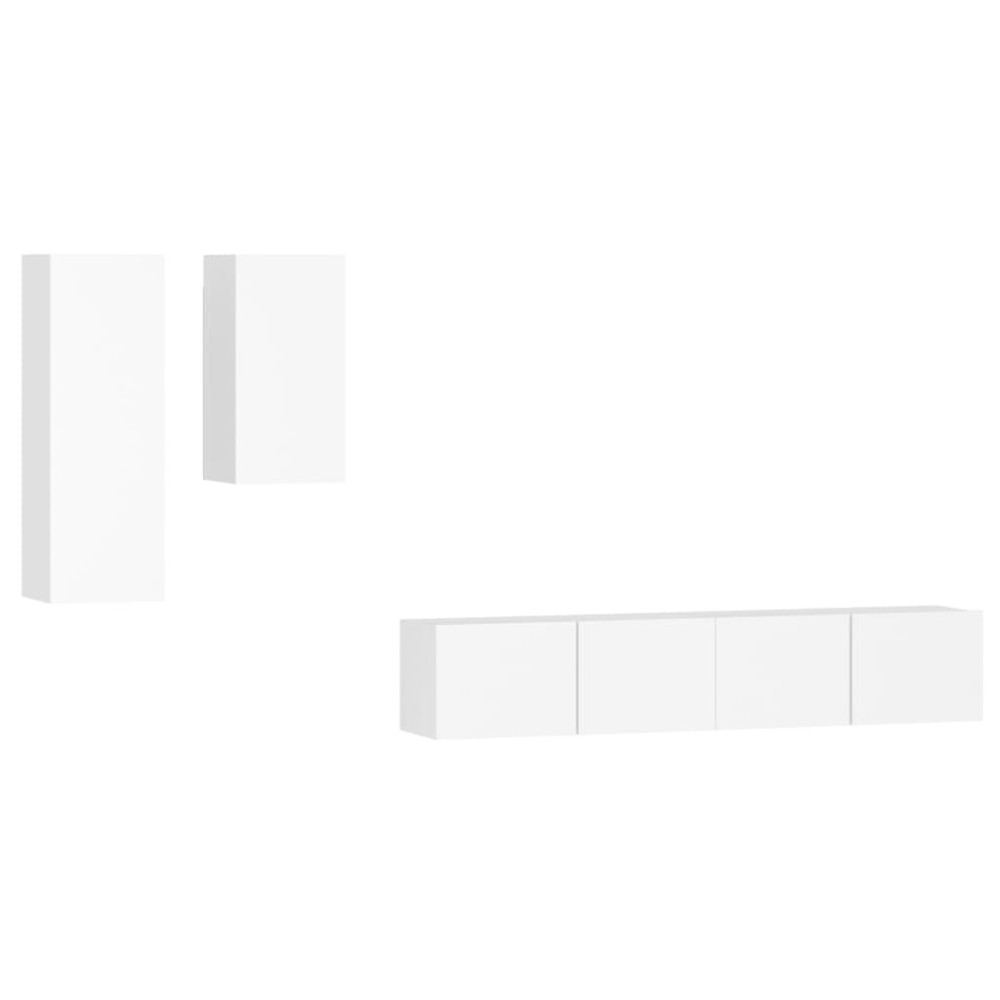 vidaXL Set dulap TV, 4 piese, alb, lemn prelucrat