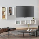 vidaXL Set dulap TV, 4 piese, alb, lemn prelucrat vidaXL Set dulap TV, 4 piese, alb, lemn prelucrat