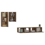 vidaXL Set dulapuri TV, 4 piese, stejar fumuriu, lemn prelucrat