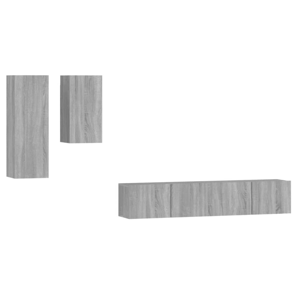 vidaXL Set dulapuri TV, 4 piese, gri sonoma, lemn prelucrat