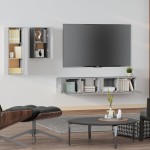 vidaXL Set dulapuri TV, 4 piese, gri sonoma, lemn prelucrat vidaXL Set dulapuri TV, 4 piese, gri sonoma, lemn prelucrat