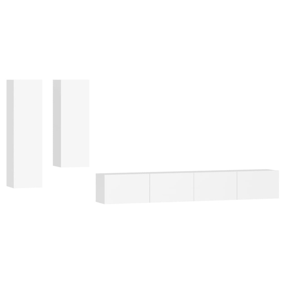 vidaXL Set dulap TV, 4 piese, alb, lemn prelucrat