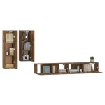 vidaXL Set dulapuri TV, 4 piese, stejar fumuriu, lemn prelucrat