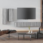 vidaXL Set dulapuri TV, 4 piese, gri sonoma, lemn prelucrat vidaXL Set dulapuri TV, 4 piese, gri sonoma, lemn prelucrat