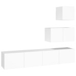 vidaXL Set dulap TV, 4 piese, alb, lemn prelucrat vidaXL Set dulap TV, 4 piese, alb, lemn prelucrat