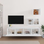 vidaXL Set dulap TV, 4 piese, alb, lemn prelucrat vidaXL Set dulap TV, 4 piese, alb, lemn prelucrat