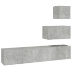 vidaXL Set dulap TV, 4 piese, gri beton, lemn prelucrat vidaXL Set dulap TV, 4 piese, gri beton, lemn prelucrat