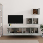 vidaXL Set dulap TV, 4 piese, gri beton, lemn prelucrat vidaXL Set dulap TV, 4 piese, gri beton, lemn prelucrat