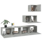 vidaXL Set dulap TV, 4 piese, gri beton, lemn prelucrat vidaXL Set dulap TV, 4 piese, gri beton, lemn prelucrat