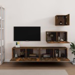 vidaXL Set dulapuri TV, 4 piese, stejar fumuriu, lemn prelucrat