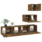 vidaXL Set dulapuri TV, 4 piese, stejar fumuriu, lemn prelucrat
