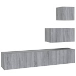 vidaXL Set dulapuri TV, 4 piese, gri sonoma, lemn prelucrat vidaXL Set dulapuri TV, 4 piese, gri sonoma, lemn prelucrat